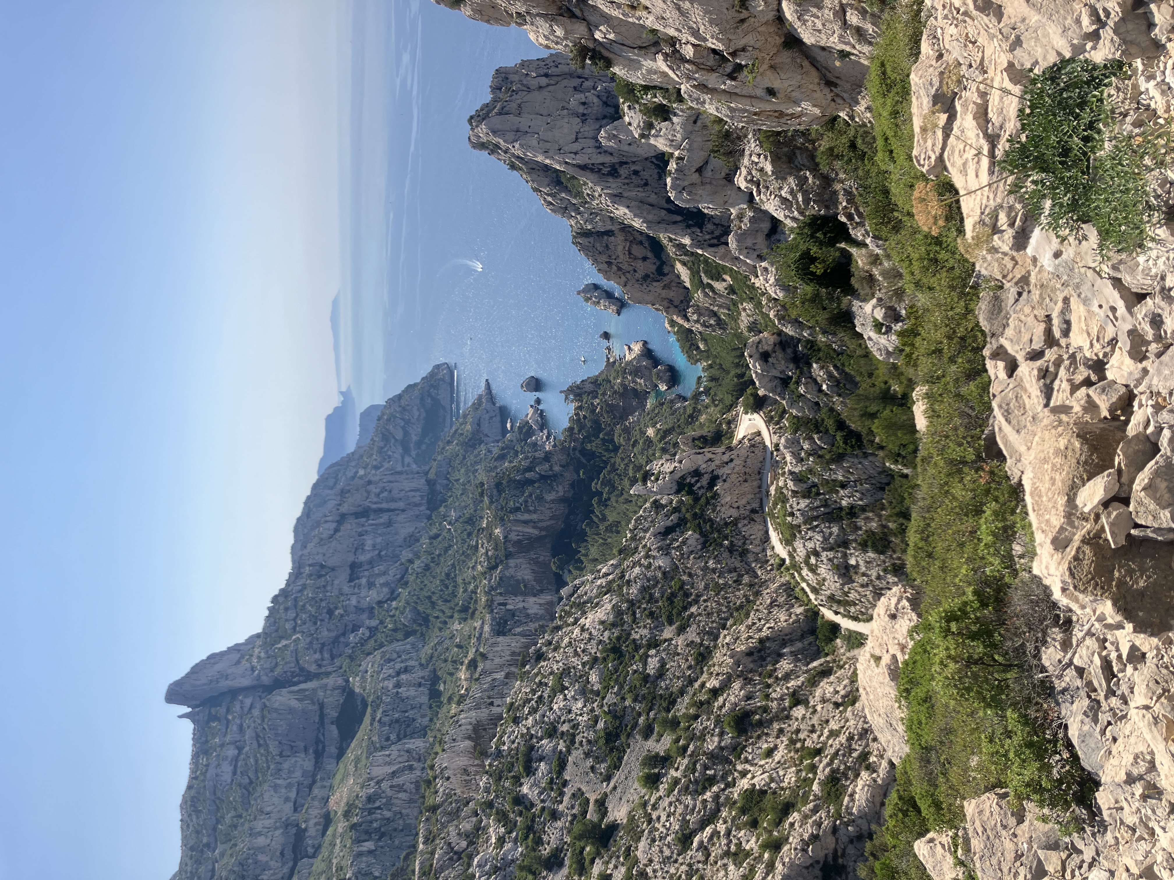 A Calanque just outside of Marseille, a canyon-like structure of calcified stone on the edge of the Mediterranean.